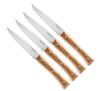 OPINEL - Estuche de 4 Cuchillos de Mesa Facette de Olivo - Hoja Lisa de Acero Inoxidable - Mango de Madera de Olivo - Garantía de por Vida - Fabricación Francesa
