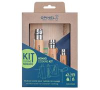 OPINEL - Kit de Cocina Nómada - Cuchillo Serrado + Sacacorchos + Pelador + Tabla de Cortar + Servilleta - Hoja de Acero Inoxidable, Mango de Madera de Haya