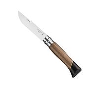 Opinel - N°08 Atelier Cuchillo de Bolsillo - Hoja de 8,5 cm de Acero Inoxidable, Mango de Nogal, Talón de Ébano, Hoja de Arce, Anillo de Seguridad Virobloc - Fabricación Francesa