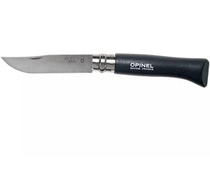 Opinel - N°08 Baroudeur Cuchillo de Bolsillo en Blister - Hoja de 8,5 cm de Acero Inoxidable - Mango de Carpe - Anillo de Seguridad Virobloc - Fabricación Francesa - Negro Marrón