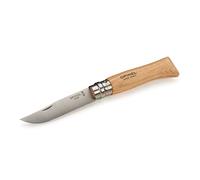 Opinel O123080 N¬∞08-Cuchillo de Bolsillo (Acero Inoxidable), Plata, Beige, 8,5 cm