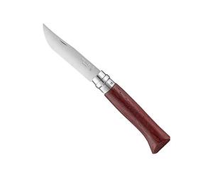 Opinel - N°08 Luxe Padouk Cuchillo de Bolsillo Versátil - Hoja de 8,5 cm de Acero Inoxidable Pulido - Mango de Padouk - Anillo de Seguridad Virobloc - Fabricación Francesa