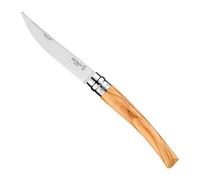 Opinel - N°10 Cuchillo de Mesa Nómada Afilado - Hoja con Acabado Poliglace de 10 cm en Acero Inoxidable, Mango de Olivo, Anillo de Seguridad Virobloc - Fabricación Francesa