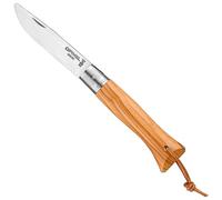 OPINEL - neo6 Opiflex Olivier - Cuchillo de Bolsillo Tradicional - Hoja de 7 cm en Acero Inoxidable, Mango de Olivo Barnizado con Grano Mediterráneo, OPIFLEX Sin Bloqueo, Correa de Cuero