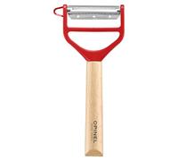 Opinel T-DUO - Pelador de madera de haya, doble hoja de acero inoxidable, pelador de verduras, preparación de julianas, ideal para diestros y zurdos, color rojo