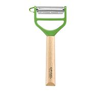 Opinel - Pelador T-DUO - Mango de Madera de Haya - Doble Cuchilla de Acero Inoxidable - Pelador de Verduras, Preparación de Julianas - Ideal para Diestros y Zurdos - Verde
