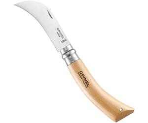 Opinel - Serpette-Greffoir N°08 - Hoja de acero inoxidable de 8 cm, mango de madera de haya, anillo de seguridad Virobloc - Para injertar, podar, cortar, recoger - Fabricación Francesa