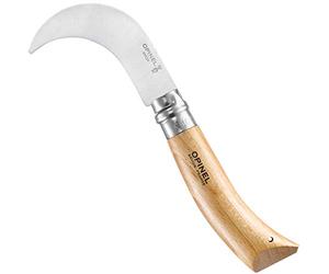 Opinel - Serpette N°10 - Hoja de Acero Inoxidable de 10 cm, Mango de Madera de Haya, Anillo de Seguridad Virobloc - Para Cosechar, Podar, Recoger - Fabricación Francesa