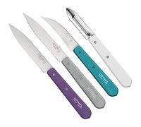 Opinel - Set de 4 Cuchillos de Cocina Esenciales Art Déco - N°112 Oficina, N°113 Serrado, N°114 Verduras, N°115 Pelador - Violeta, Gris Claro, Verde, Blanco