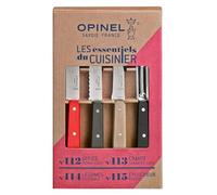 OPINEL - Set de 4 Cuchillos de Cocina Los Esenciales Loft - N°112 Oficina, N°113 Serrado, N°114 Verduras, N°115 Pelador - Rojo, Gris, Natural, Negro - Fabricación Francesa