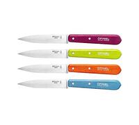 OPINEL - Set de 4 Cuchillos de Oficina N°112 - Hoja de Acero Inoxidable de 10 cm - Ideal para la Cocina - Garantía de por Vida - Fabricación Francesa - Colores Vibrantes