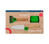 Opinel - Set de Cocina para Niños Le Petit Chef - 1 Cuchillo, 1 Pelador, 1 Guía de Corte - Anillo Pedagógico - Hoja Redondeada - kit de utensilios - Fabricación Francesa