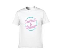Opinh Cocktails and Dreams - Retro 80s Cocktail Tom Cruise Movie Film Unisex T-Shirt Printed tee Graphic Top Men White Shirt XL