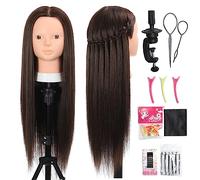 Opini Cabeza de maniquí de pelo humano 80 % de pelo humano, para practicar el cabello y el maquillaje, cabezal de peluquería con pinza gratuita, n.º 4 sin maquillaje, 66 cm