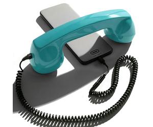 Opis 60s Micro: Auricular telefónico Retro y Vintage, Ideal para móvil. Adaptación a Auriculares Retro iPhone y Android con USB Turquesa