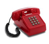 Opis PushMeFon Cable: Teléfono Fijo Antiguo de Sobremesa, Clásico Teléfono Vintage con Cable, Estilo Retro Rojo