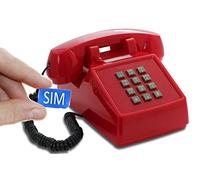 Opis PushMeFon Mobile 2G - Teléfono Fijo para Mayores con Tarjeta SIM, Teclas Grandes, Timbre de Metal Fuerte, Luz de Llamada, Sobremesa 2G Volte Libre (Rojo, sin Cargador)