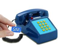 Opis PushMeFon Mobile: El teléfono de sobremesa Fijo con SIM gsm, Ideal para Usar como teléfono Antiguo (Azul Oscuro)
