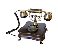 Opis Technology 1921 Cable Modelo B - Teléfono Fijo Vintage de Madera, Teléfono Antiguo de Mesa con Dial Giratorio y Campana de Metal (Sin Bluetooth)