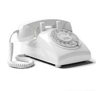 Opis Technology 60s Cable Teléfono Fijo Retro de Disco, Blanco