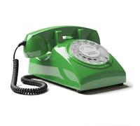 Opis Technology 60s Cable Teléfono Fijo Retro de Disco, Verde | De estilo antiguo y vintage, campana metálica, cero radiación. Clásico años 60, router.