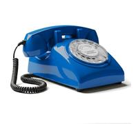Opis Technology 60s Cable Teléfono Fijo Retro Vintage - Teléfono Antiguo de Disco con Campana Metálica, Cero Radiación y Estilo Clásico de los Años 60, Azul