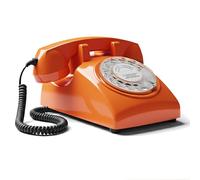 Opis Technology 60s Cable Teléfono Fijo Retro Vintage - Teléfono Antiguo de Disco con Campana Metálica, Cero Radiación y Estilo Clásico de los Años 60, Naranja