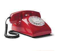 Opis Technology 60s Cable Teléfono Fijo Retro Vintage - Teléfono Antiguo de Disco con Campana Metálica, Cero Radiación y Estilo Clásico de los Años 60, Rojo