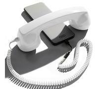 Opis Technology 60s Micro Auricular Retro USB-C para Móvil, Blanco | Estilo vintage de teléfono clásico, cable jack 3,5 mm con adaptador incluido. Android, tablet y PC.