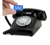 Opis Technology 60s Mobile 2G - Teléfono Retro con Disco Giratorio y Tarjeta SIM, Timbre de Metal Auténtico, 2G Libre, Diseño Vintage Años 60 (Negro, sin Cargador)