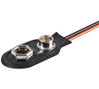 Opitec 1 x 9 V Block Battery Holder, Black - Loose Cable Ends