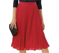 OPITUN Falda de Gasa for Mujer Cintura Elástica Plisada Corte A(Red,Large)