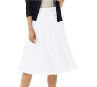 OPITUN Falda de Gasa for Mujer Cintura Elástica Plisada Corte A(White,Small)