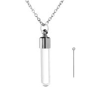 OPIURVY Collar con colgante de botella que se abre de cristal y acero inoxidable para guardar pequeños recuerdos regalo para los amantes del padre
