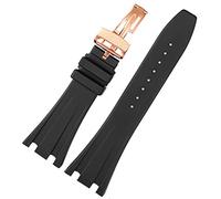 OPKDE Correa de reloj de goma de silicona negra para Audemars para Piguet Correa de 28 mm Reloj AP Band Hombres Pulsera mariposa hebilla herramientas, 28mm, Agate