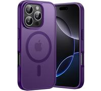 Opkiegrn Funda magnética para iPhone 16 Pro, compatible con MagSafe, protección antigolpes de nivel militar, funda translúcida acrílica trasera protectora fina, violeta