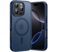 Opkiegrn Funda magnética para iPhone 16 Pro, compatible con MagSafe, protección antigolpes de nivel militar, funda translúcida acrílica trasera protectora fina, azul