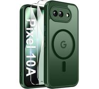 Opkiegrn Magnética Funda para Google Pixel 10A Compatible MagSafe con 2 Protector de Pantalla Cristal Templado, Protección Cámara, Antigolpes Anti-Amarillo Tapa Carcasa Pixel 10A, Verde Oscuro