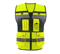 OPLERAI Chaleco de seguridad Chalecos reflectantes de construccin con 7 bolsillos y cremallera Chaleco de alta visibilidad para hombres Chalecos