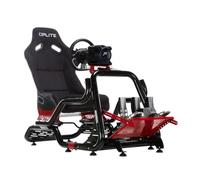 OPLITE Cockpit GTR S8 Elite Force Red Cabina Profesional para Simulación de Carreras Simracing y Flightsim Conducción con Tubos de Refuerzo Laterales
