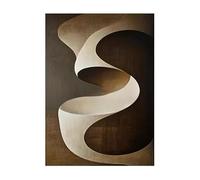 OPLKJHGF Cuadro abstracto en lienzo con diseño de remolinos neutros, tonos tierra cálidos y formas curvas, ideal para la entrada de una casa de campo (80x120cm/sin marco).