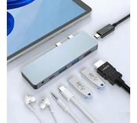 Opluz Estación de acoplamiento 6 en 2 Surface Pro 8 9 X, accesorios para Microsoft Surface Pro Dock Hub Thunderbolt 4 puerto, con puerto HDMI 4K a 60HZ, 2 USB-A 3.0 (10 Gbps), 2 USB-C, conector de