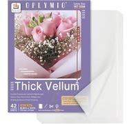 Oplymio - Papel vitela translúcido grueso, 42 hojas de papel vitela imprimible de 167 g/m² para invitaciones, sobres, estampado térmico, bandas para el vientre (8.5 x 11 pulgadas)