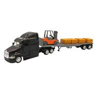 OPO 10 Camión Miniatura Compatible con Remolque de Plataforma Peterbilt 387, vagón + heno, Escala 1:43 - New Ray 810127