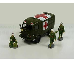 OPO 10 - Compatible con Renault R2087 Military Ambulance + 3 Nurses of The French Army of The Algerian War 1/43 (Ref: C01)