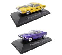 OPO 10 - Conjunto de 2 Coches Modelo a Escala 1/43 compatibles con Dodge Challenger R/T 440 1970 Amarillo + Morado - ACL04