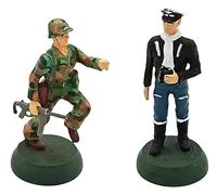 OPO 10 - Conjunto de 2 Soldados de Plomo, Escala 1/32, 54 mm: Figuras de la Segunda Guerra Mundial, Infante de Marina Estadounidense, ejército Estadounidense contra piloto de la Luftwaffe, Wehrmacht,