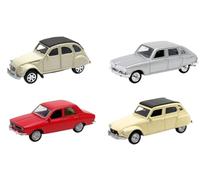 OPO 10 - Conjunto de 4 Coches Miniatura de 3 Inches: Renault Citroen R12 R16 Dyane 2cv - WEL14