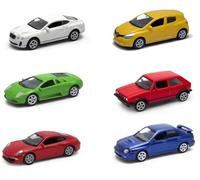 OPO 10 - Conjunto de 6 Coches Deportivos en Miniatura, Escala 1:64, 7,5 cm (3 Pulgadas): Lamborghini, Subaru, Renault, Porsche, Bentley, Volkswagen - Welly LSUP8
