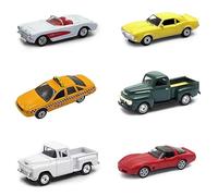 OPO 10 - Conjunto de 6 Coches Miniatura Americanos clásicos, Escala 1:64, 7,5 cm (3 Pulgadas), compatibles con: Chevrolet y Ford - Welly LSUP12